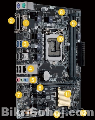 ASUS Genuine H110M-K Desktop Motherboard Without Box